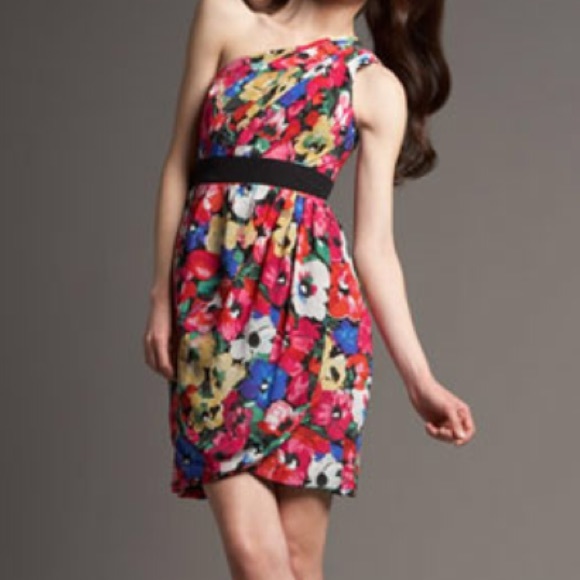 HP⭐️ Shoshanna floral print one shoulder dress 6 - Picture 3 of 6